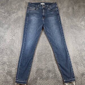 Good American Women's Size 12/31 Good Legs Raw Hem Skinny Jeans Blue Stretch